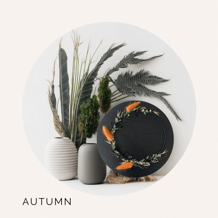 autumn wooden discs